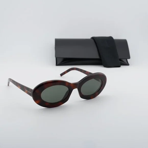 Saint Laurent SL 594 009 Oval Sunglasses - Havana/Grey